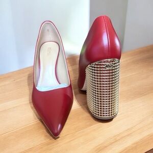 Michael Kors Maxine Pump Deep Red Heels with Gold Accents Size 10
